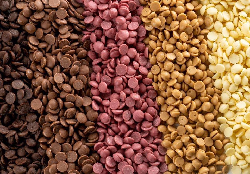 chocolate negro, leche, ruby, gold, y blanco